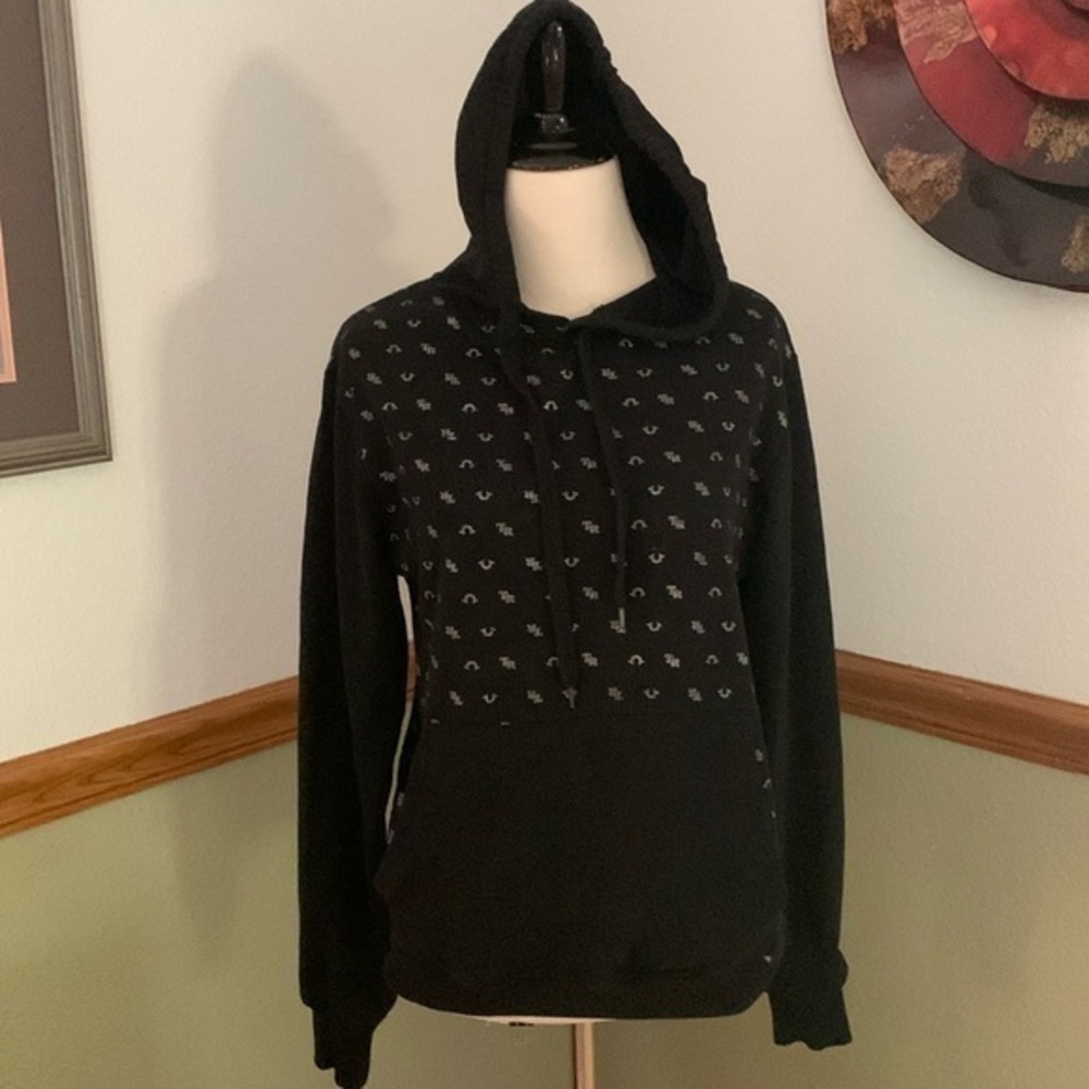 True Religion monogram Black Hoodie Loungewear Small